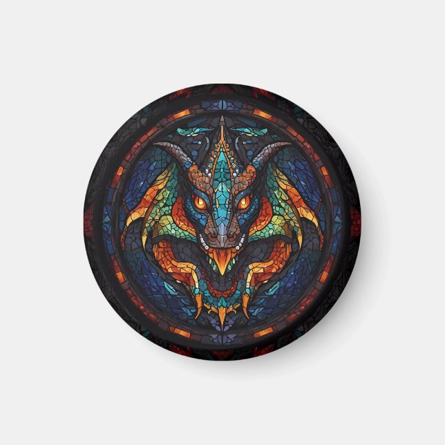 Dragon Stained Glass Mosaic Design Magnet (Front)