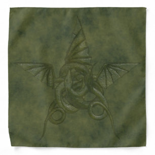 Dragon Star - Embossed Green Leather Image Bandana