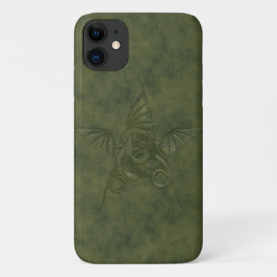 Dragon Star - Embossed Green Leather Image iPhone 11 Case