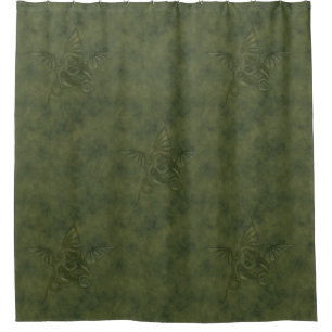 Dragon Star - Embossed Green Leather Image Shower Curtain