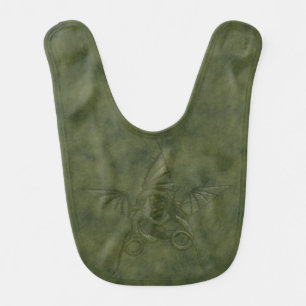 Dragon Star - Green Embossed Leather Image Baby Bib
