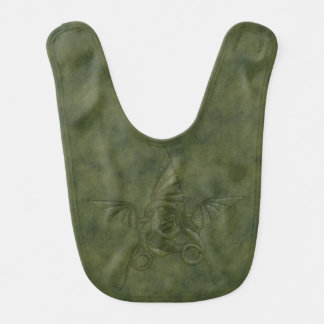 Dragon Star - Green Embossed Leather Image Baby Bib