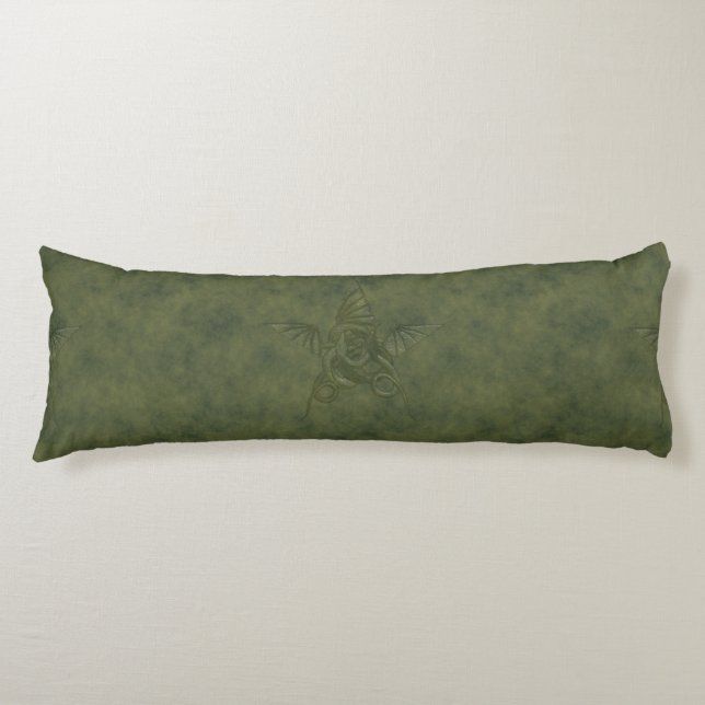 Dragon Star - Green Embossed Leather Image Body Pillow (Front)