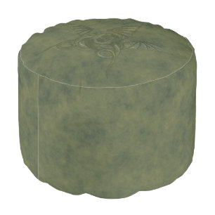 Dragon Star - Green Embossed Leather Image Pouf