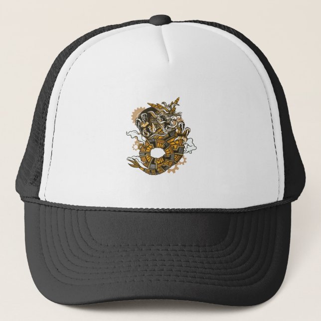 Dragon Steampunk Art Trucker Hat (Front)