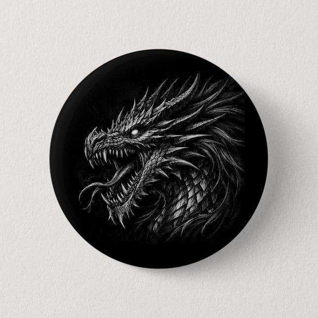 Dragon Style Medieval Fantasy Grunge Art Button (Front)