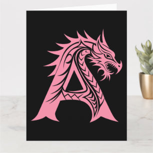 Dragon Styled Letter A, Dragon Alphabet, Monogram Card