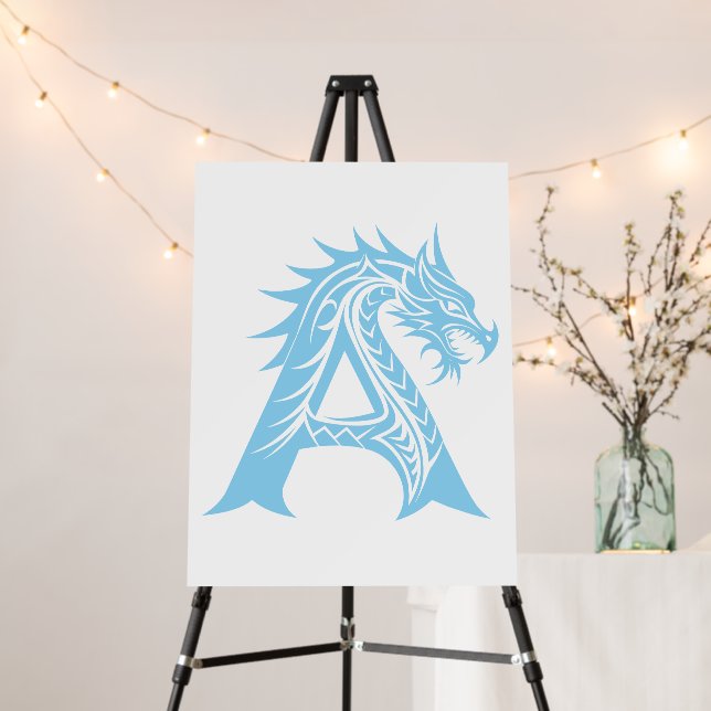 Dragon Styled Letter A, Dragon Alphabet, Monogram Foam Board (In Situ (Stand))