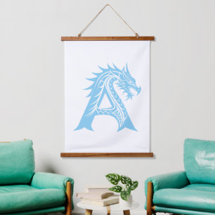 Dragon Styled Letter A, Dragon Alphabet, Monogram Hanging Tapestry