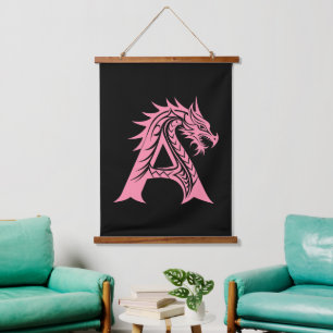 Dragon Styled Letter A, Dragon Alphabet, Monogram Hanging Tapestry