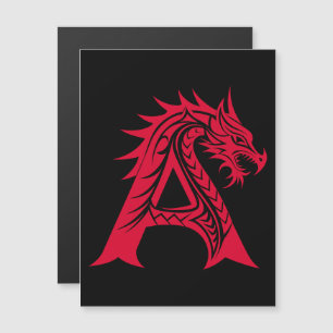 Dragon Styled Letter A, Dragon Alphabet, Monogram Magnetic Invitation