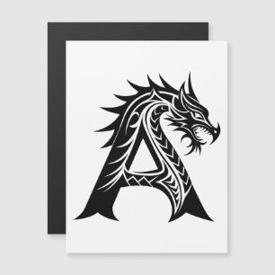 Dragon Styled Letter A, Dragon Alphabet, Monogram Magnetic Invitation