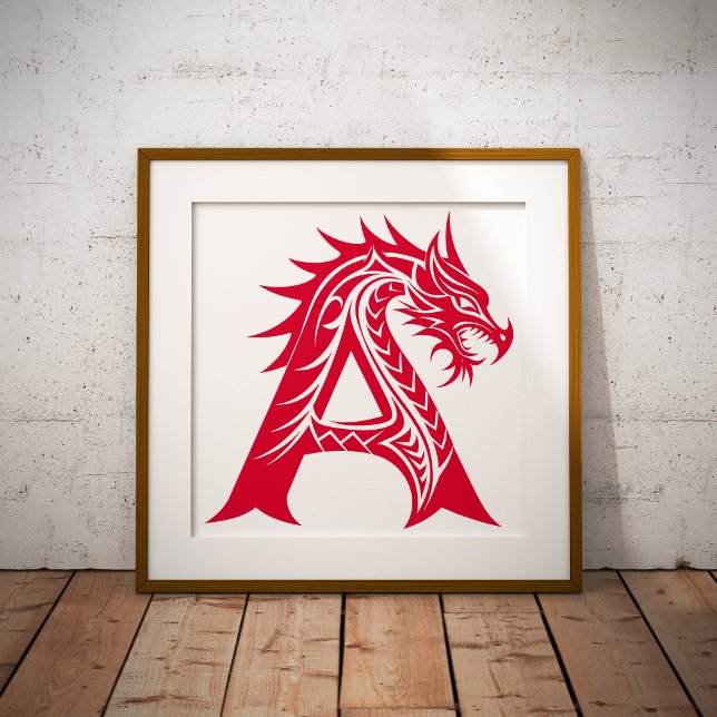 Dragon Styled Letter A, Dragon Alphabet, Monogram Poster (Creator Uploaded)
