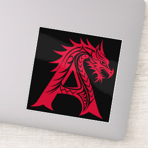 Dragon Styled Letter A, Dragon Alphabet, Monogram Sticker