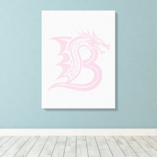 Dragon Styled Letter B, Dragon Alphabet, Monogram Canvas Print