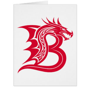 Dragon Styled Letter B, Dragon Alphabet, Monogram Cards