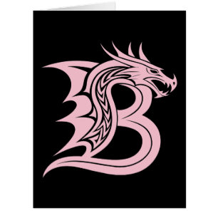 Dragon Styled Letter B, Dragon Alphabet, Monogram Cards