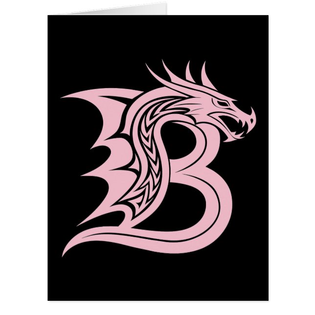 Dragon Styled Letter B, Dragon Alphabet, Monogram Cards (Front)
