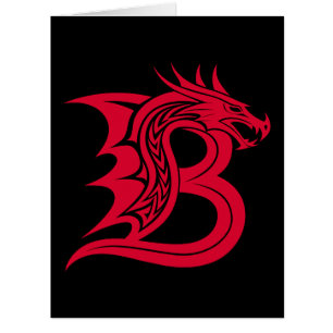 Dragon Styled Letter B, Dragon Alphabet, Monogram Cards
