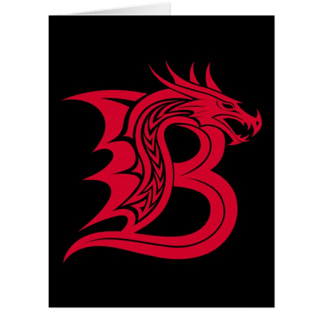 Dragon Styled Letter B, Dragon Alphabet, Monogram Cards (Front)