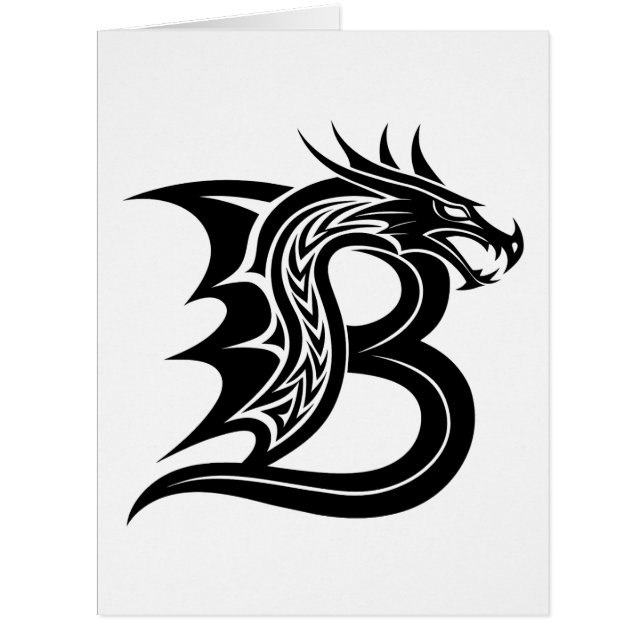 Dragon Styled Letter B, Dragon Alphabet, Monogram Cards (Front)