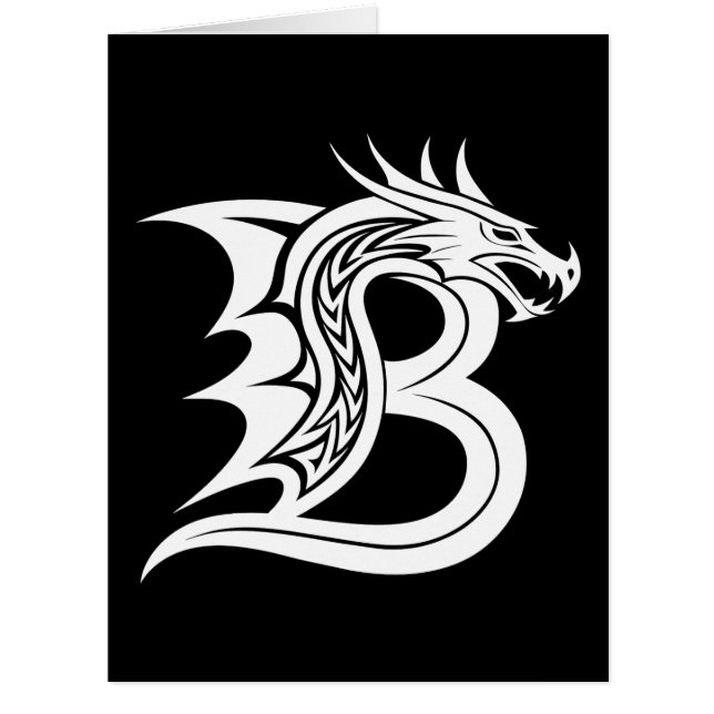 Dragon Styled Letter B, Dragon Alphabet, Monogram Cards (Front)