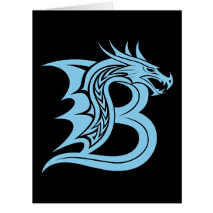 Dragon Styled Letter B, Dragon Alphabet, Monogram Cards