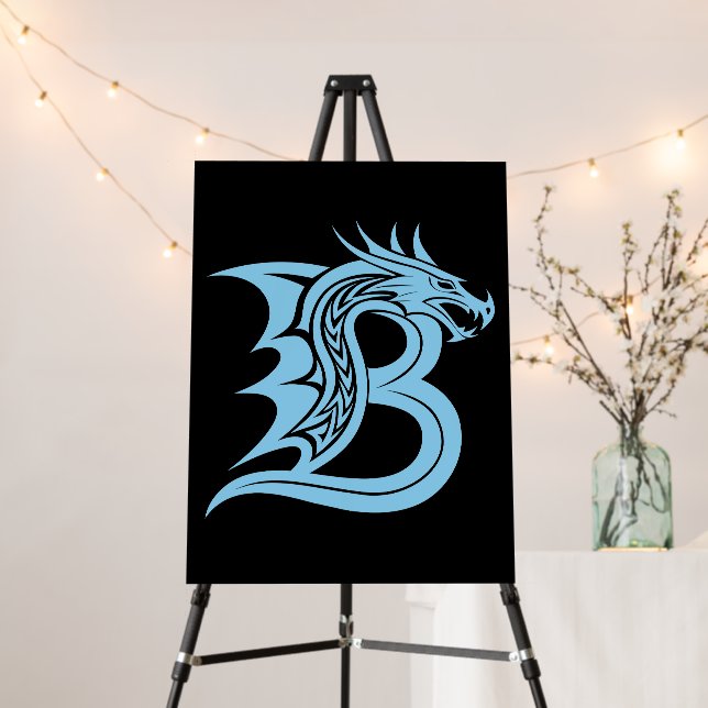 Dragon Styled Letter B, Dragon Alphabet, Monogram Foam Board (In Situ (Stand))