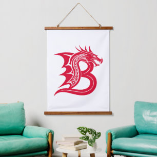 Dragon Styled Letter B, Dragon Alphabet, Monogram Hanging Tapestry