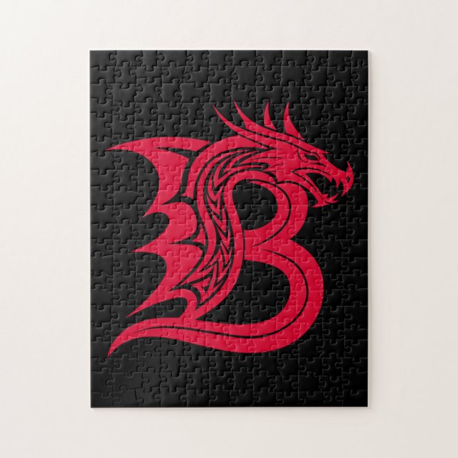Dragon Styled Letter B, Dragon Alphabet, Monogram Jigsaw Puzzle (Vertical)