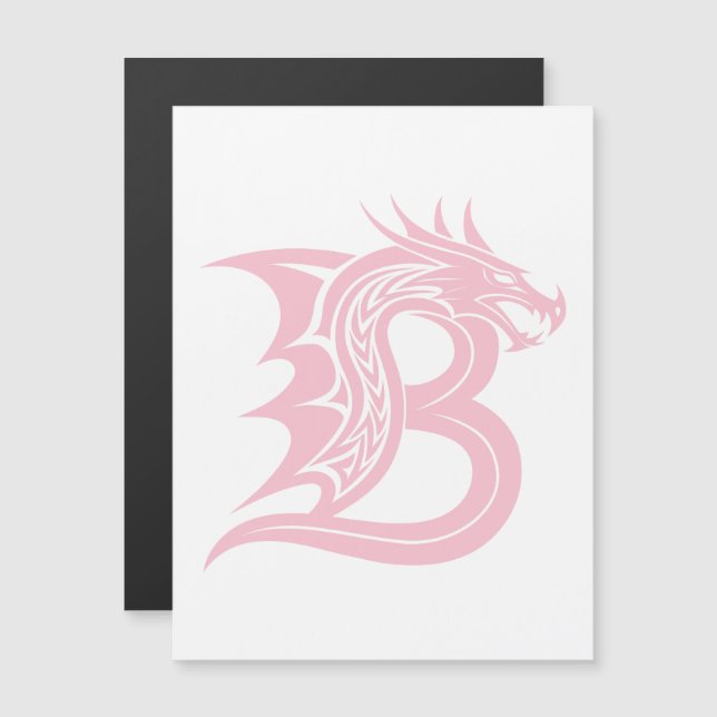 Dragon Styled Letter B, Dragon Alphabet, Monogram Magnetic Invitation (Front/Back)