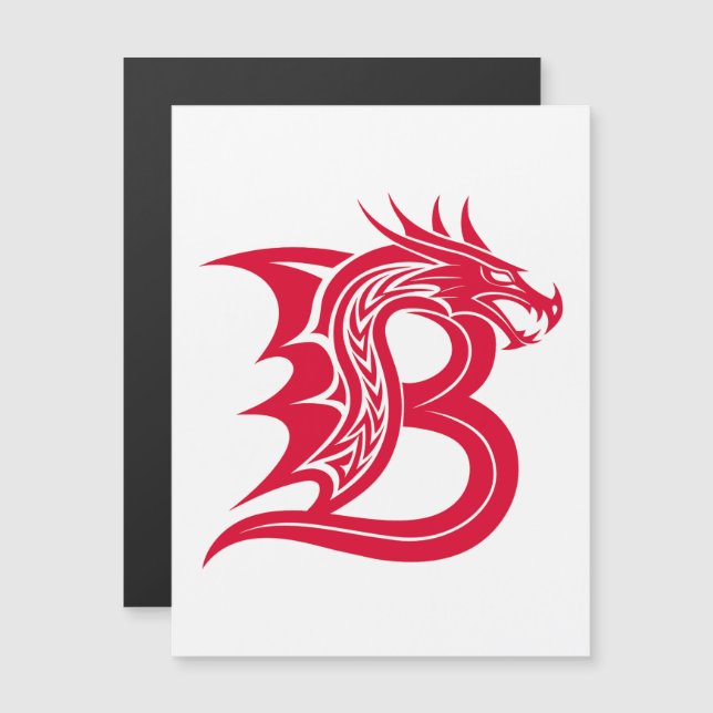 Dragon Styled Letter B, Dragon Alphabet, Monogram Magnetic Invitation (Front/Back)