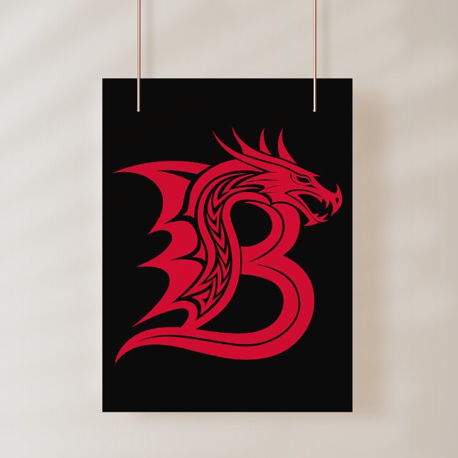 Dragon Styled Letter B, Dragon Alphabet, Monogram Poster (Creator Uploaded)