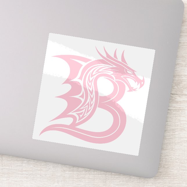Dragon Styled Letter B, Dragon Alphabet, Monogram Sticker (Detail)