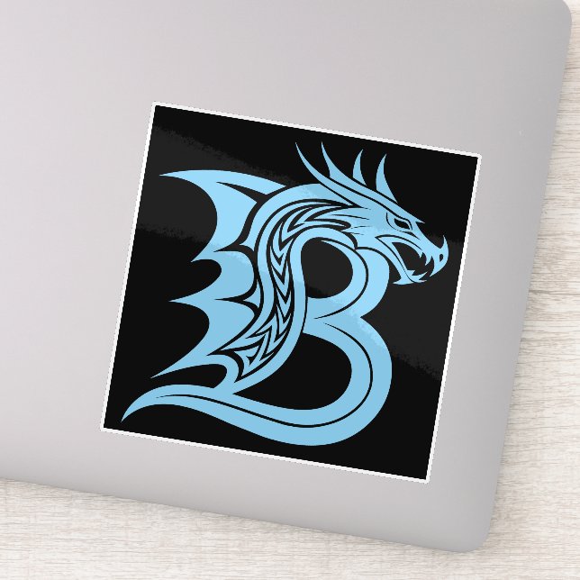 Dragon Styled Letter B, Dragon Alphabet, Monogram Sticker (Detail)