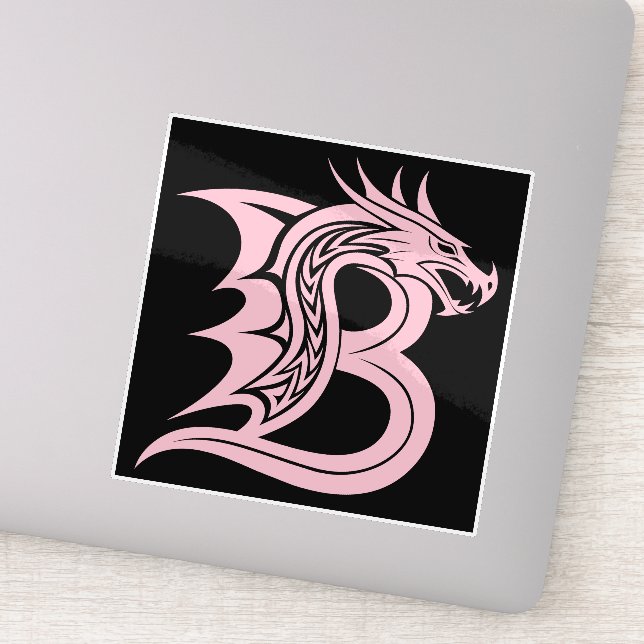 Dragon Styled Letter B, Dragon Alphabet, Monogram Sticker (Detail)