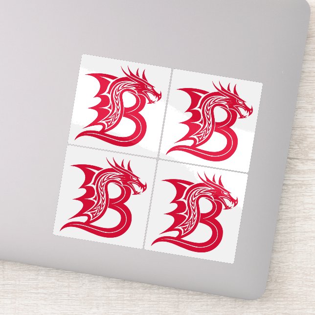 Dragon Styled Letter B, Dragon Alphabet, Monogram Sticker (Detail)