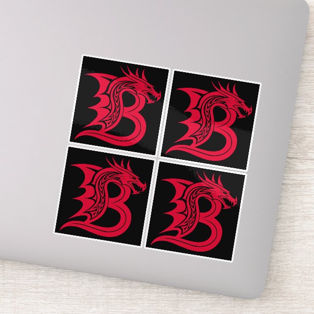 Dragon Styled Letter B, Dragon Alphabet, Monogram Sticker (Detail)