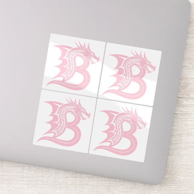 Dragon Styled Letter B, Dragon Alphabet, Monogram Sticker (Detail)