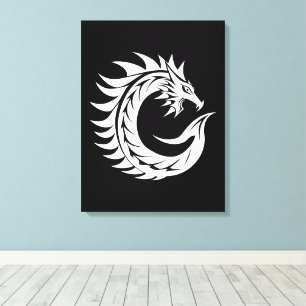 Dragon Styled Letter C, Dragon Alphabet, Monogram Canvas Print