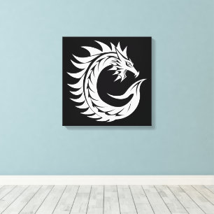 Dragon Styled Letter C, Dragon Alphabet, Monogram Canvas Print