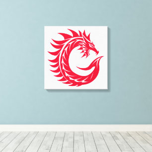 Dragon Styled Letter C, Dragon Alphabet, Monogram Canvas Print