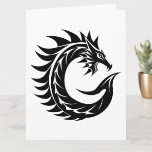Dragon Styled Letter C, Dragon Alphabet, Monogram Card