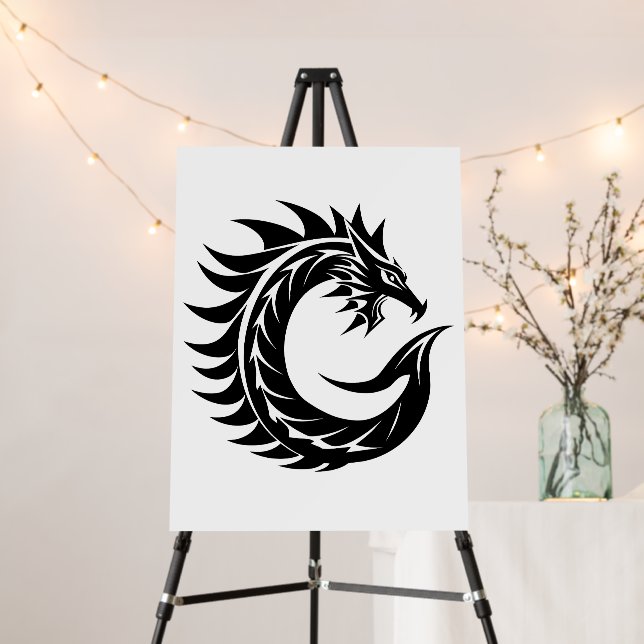 Dragon Styled Letter C, Dragon Alphabet, Monogram Foam Board (In Situ (Stand))