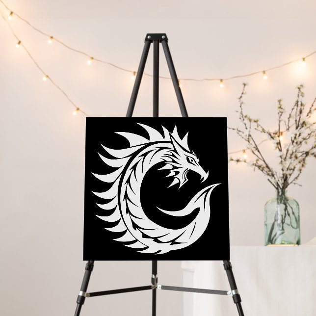 Dragon Styled Letter C, Dragon Alphabet, Monogram Foam Board (In Situ (Stand))