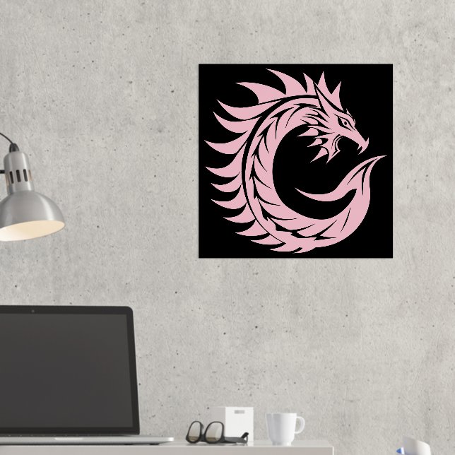 Dragon Styled Letter C, Dragon Alphabet, Monogram Foil Prints (In Situ (Desk 2))