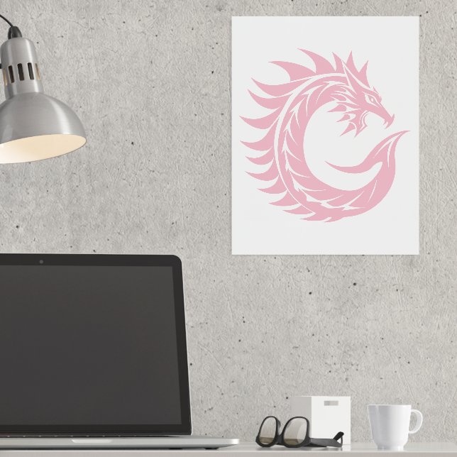 Dragon Styled Letter C, Dragon Alphabet, Monogram Foil Prints (In Situ (Desk))