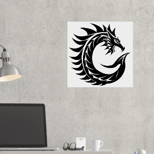 Dragon Styled Letter C, Dragon Alphabet, Monogram Foil Prints