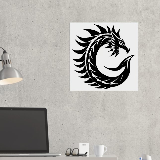 Dragon Styled Letter C, Dragon Alphabet, Monogram Foil Prints (In Situ (Desk 2))
