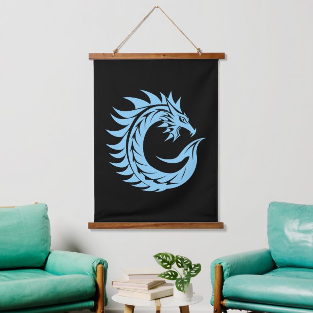 Dragon Styled Letter C, Dragon Alphabet, Monogram Hanging Tapestry (Living Room)